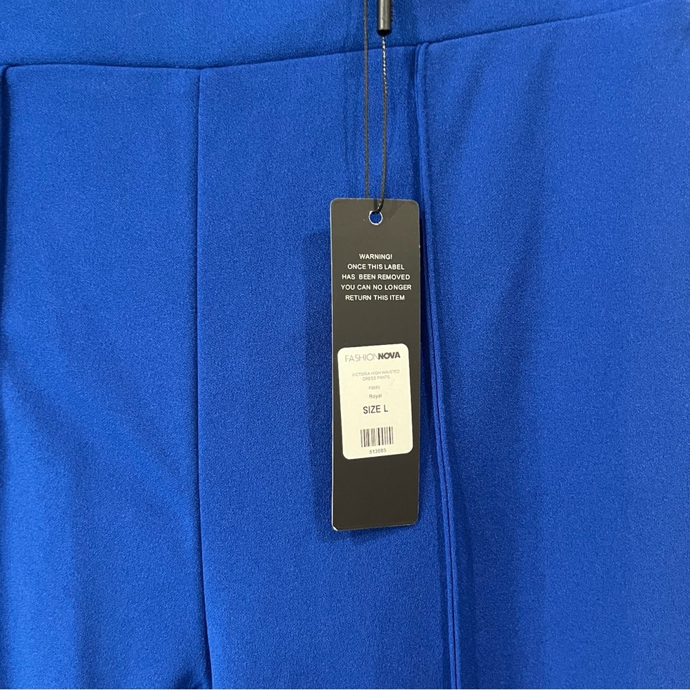 High Waisted Wide Leg Dress Pants Royal Blue Size L NWT - Picture 7 of 7